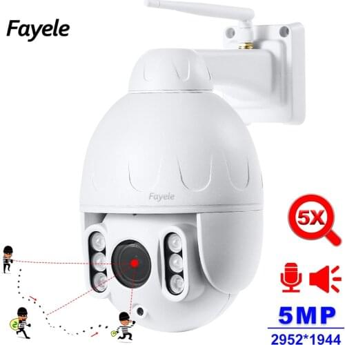 CCTV Wireless WIFI 5MP Auto Tracking PTZ Camera 5X ZOOM Humanoid Detection MINI IP Camera IR50m Color Night 2way Audio P2P CAMHI