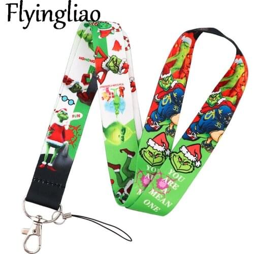 Father Christmas Clown Keychain Lanyards Id Badge Holder ID Card Pass Gym Mobile Phone Badge Holder Key Strap webbings ribbons