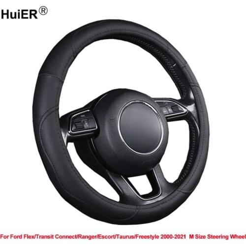 Car Steering Wheel Cover Wrap For Ford Flex/Transit Connect/Ranger/Escort/Freestyle/Taurus 2000 2001- 2021 M Size Steering Wheel