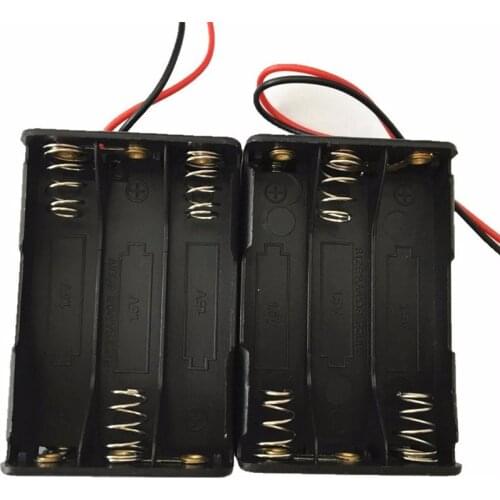 Black Plastic Wired 6 x 1.5V AAA Back to Back DIY Clip Battery Holder Case Storage Box 3-slot AAA Batteries Case