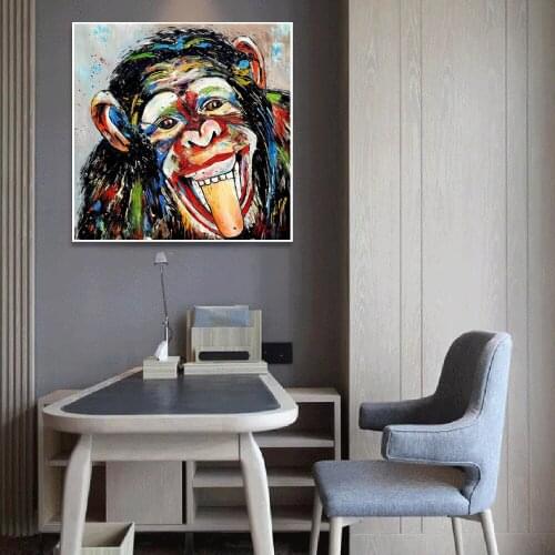 Color Abstract Animal Paintings Printed of Gorillas Listening To Music and Frogs Wearing Glasses Wall Pictures for Living Room