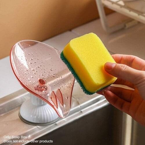 Leaf Shape Punch-Free Soap Box Drain Soap Holder Rack Suction Cup Rotatable Multifunction Kitchen Bathroom Supplies Gadgets