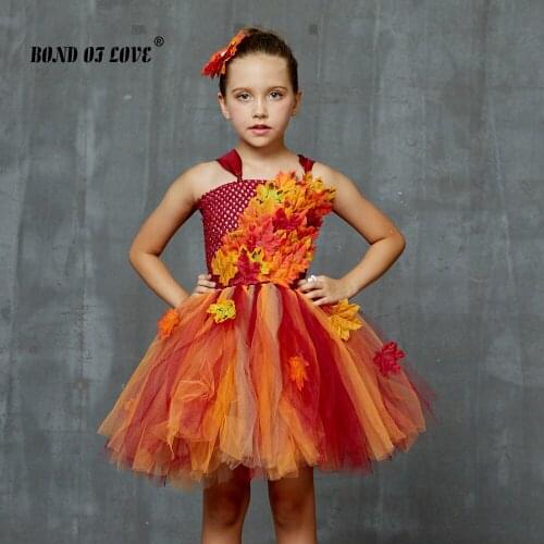 Children Girls Tulle Tutu Dress Maple leaves style Kids Ballet Tutus Children Party Dresses