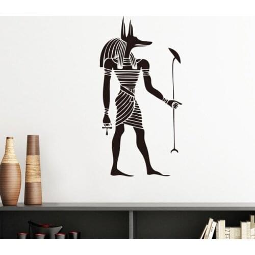Ancient Egypt Culture Black White Anubis Totem FrescoSilhouette Wall Sticker Art Decals Mural DIY Wallpaper for Room Decal