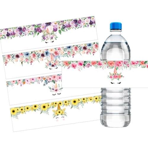 Unicorn Party Decor Label Stickers Water Bottle Labels Customized Personalized Party Kids Birthday Baby Shower Baptism Sticker