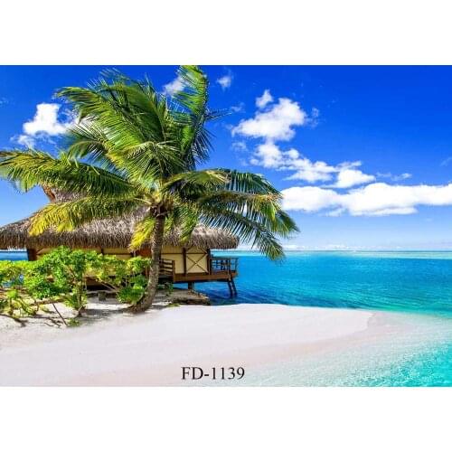 Blue sky, white clouds, sea, seaside island scenery in summer background photography studio