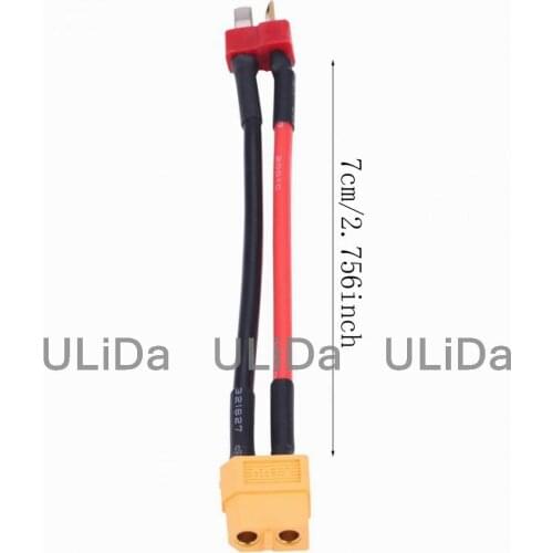 XT60 / XT-60 Female to Male T-Plug Adapter (Deans Style) Charger Cable 5CM 12AWG