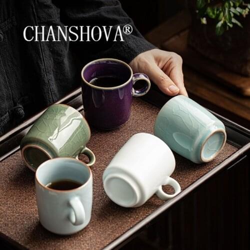 CHANSHOVA 120ml Traditional Chinese Style Crackle Kiln change Ceramic tea cup small coffee cup Mug China Ru Kiln Porcelain H049