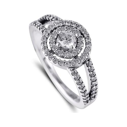 For Mother Wife Family Friends Gift Sparkling Double Halo Ring S925 Silver Jewelry Rings 2021 Mothers Day R261