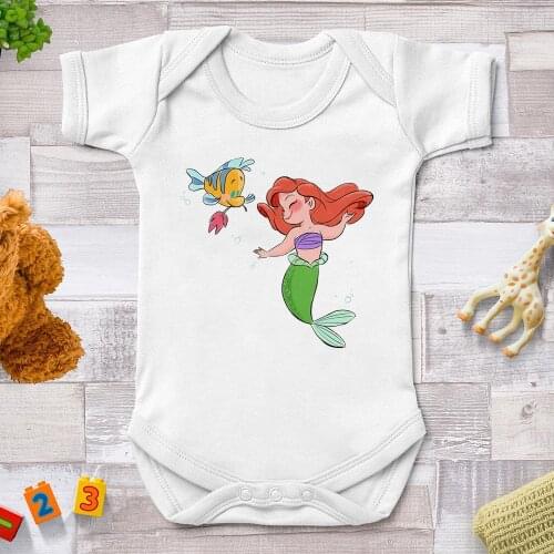 The Little Mermaid Disney Princess Baby Rompers Newborn Jumpsuits Harajuku Baby Girl Clothes Bodysuits For Infants