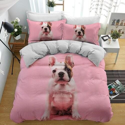 2/3 Pieces Dog Bedding Set Pug Pet Duvet Cover For Bedroom Bed Quilt Cover For Kids Adults Bed Cover Set Pillowcase(No Sheets)