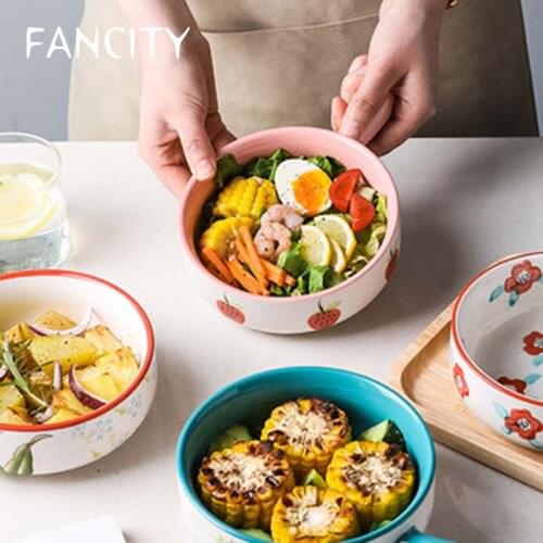 FANCITY Japanese-style bowl with handles, baking bowl, baking household baked rice baking tray, ceramic tableware for oven, sala