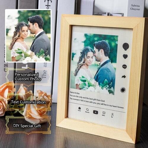 Personalized Wood Photo Frame Customized Color Photo Text Album Anniversary Birthday Day Wedding Souvenir Christmas Gifts