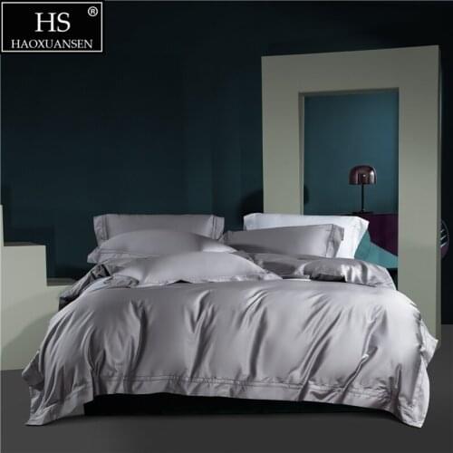 Purple Grey Double Row Hollow Out Wide Edge Design 4Pieces Bedding Sets Nordic Style Duvet Cover Cotton Bed Sheet Pillowcase