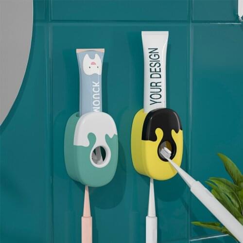 Full automatic toothpaste extractor color wall - mounted non - perforating household dustproof toothbrush shelf