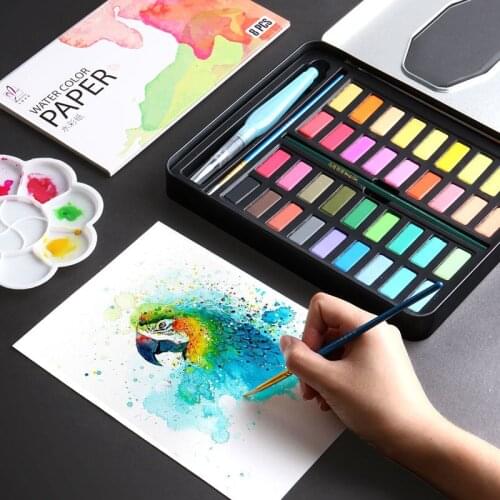 Professional Solid Watercolor Paint Set 36/48 Colors Pigment Water Set Painting Pen Watercolor Brush With Art S4I7