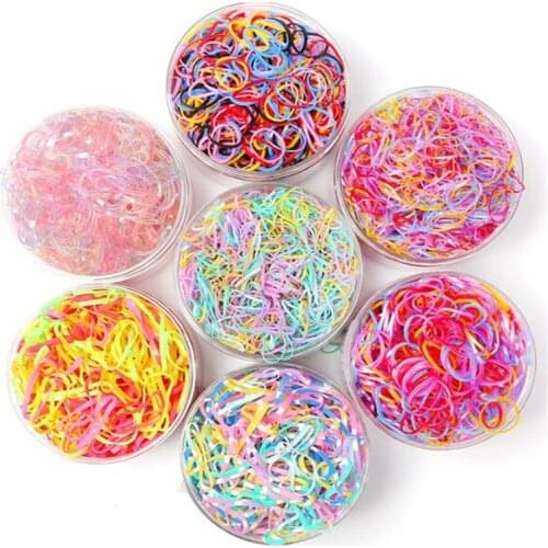 1000pcs/bag Girls Elastics Hair Bands Child baby Hair Accessories Gum for Hair TPU Disposable kids Ponytail Holder Rubber band