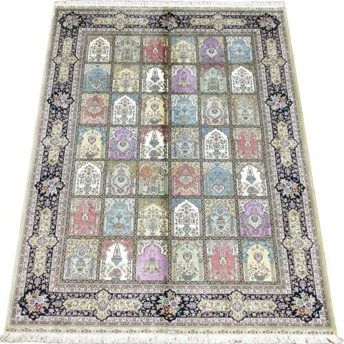 Seeykeep™ 6x9ft Silk Handknotted Decorative Compartment Design Renowned As Paradise Garden Pattern Rug-NY3016220