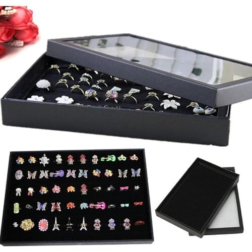 100 Slots Ring Jewelry Display Tray Show Case Organizer Box Storage Holder Jewelry Display for rings/earrings Jewelry organizer