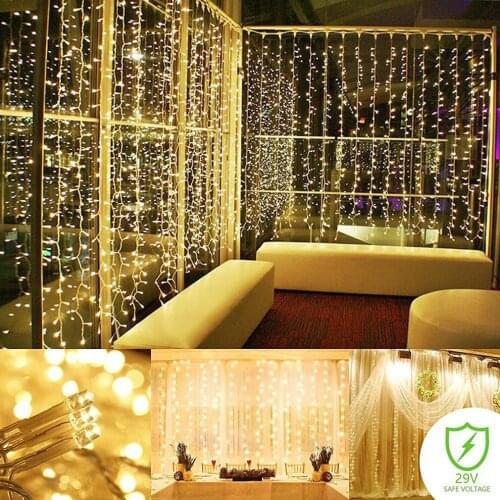 Light Curtain Light Waterproof Indoor Outdoor Decoration Christmas Day Lantern Door Curtain Lights Lantern Lamp Wedding