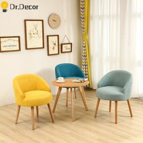 Nordic Fabric Sofa Casual Living Room Home Furniture Solid Wood Dining Room Dining Chair Creative Cafe Shop Upholstered Chair