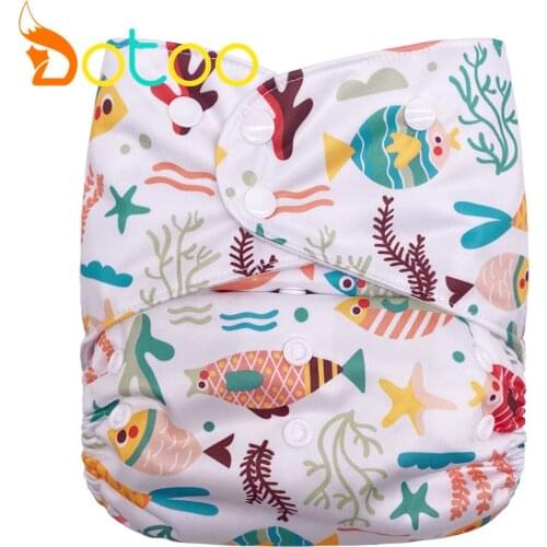 Dotoo 8-25KG Color Fish Washable Adjustable Double Gusset Cloth Nappy For Baby Diaper