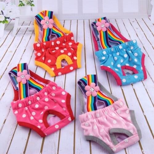 XXS-XL Dots Pet Dog Shorts Diaper Sanitary Physiological Pants Washable Female Short Panties Menstruation Underwear Briefs