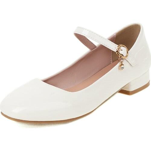 Elegant Short Heels Shoes Woman Straps White Heeled Pumps Female Large Size Mary Janes Office Party Wedding Shoes Ladies