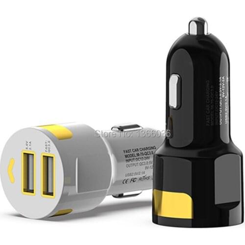 100pcs QC 3.0 Fast Quick Charge Car charger Dual usb ports Universal car chargers adapter for samsung s8 s9 htc android phone