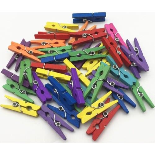 100pcs Mixed Wood Pegs Easter Wedding Card Holder Clothespins Clips DIY Crafts Embellishments 30mm