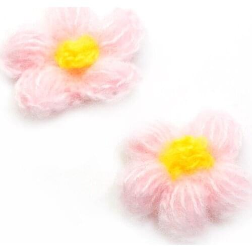 10x Crocheted Flowers Applique Corsage Ornament Card Hair Clip Decor DIY Craft