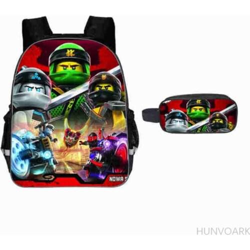 11/13/16 inch 2pcs/set Boys Games Ninjago Backpack 3D Printing waterproof School bags For Teenage Kids Hot Mochila Infantil