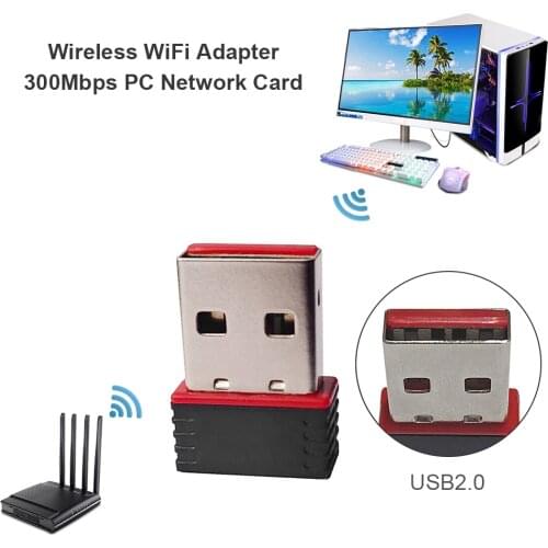 300Mbps Mini Network Card Receiver 2.4GHz Portable USB Wireless WiFi Dongle Adapter for RG351P Handheld Game Machine