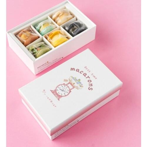 5pcs/lot White 6capsule French Macarons Gift Box Display Gift Box Wedding Cookie Candy Cake Boxes free shipping