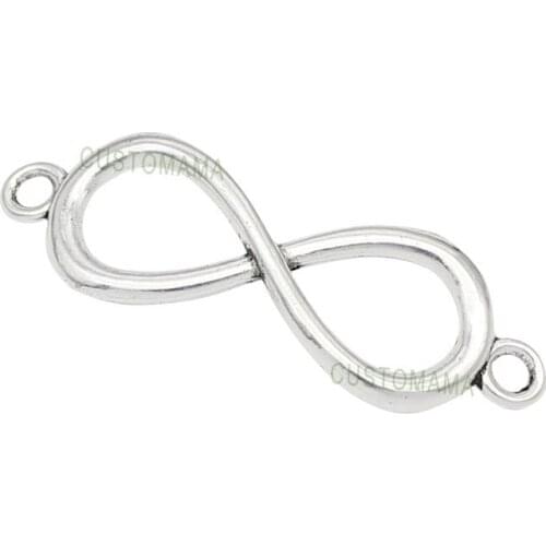50pcs-Antique Silver Infinity Connector Charms, Jewelry Accessories 39x13mm