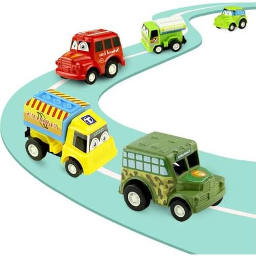 6pcs Pull Back Car Toys Mobile Machinery Shop Construction Vehicle Fire Truck Taxi Model Baby Boys Mini Cars Children Gifts