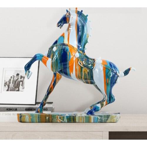 ABSTRACT PAINTING HORSE ARTS SCULPTURE DECORATION CREATIVE LUCKY ANIMAL SCULPTURE HORSE STATUE HOME DECOR RESIN CRAFTS R4479