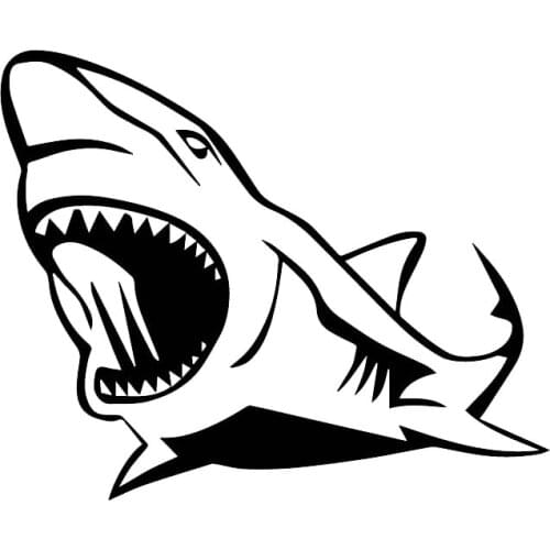 Car Sticker Ferocious Shark with Big Mouth Open PVC Car Decoration Accessories Decal Creative Waterproof Black/white,16cm*14cm