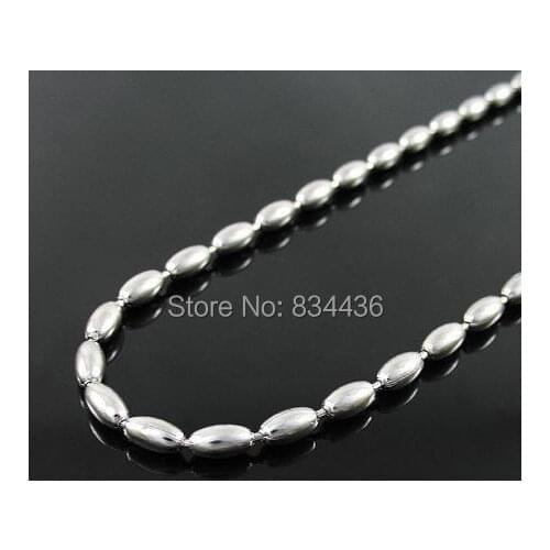 Free Shipping wholesale 2mm 316L stainless steel titanium rice beads necklace ball chain for pendants men women jewelry