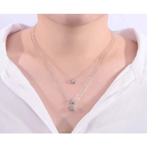 925 Sterling Silver 1ct/2ct F color Moissanite VVS Engagement Elegant Wedding Pendant Necklace for Women Anniversary Gift