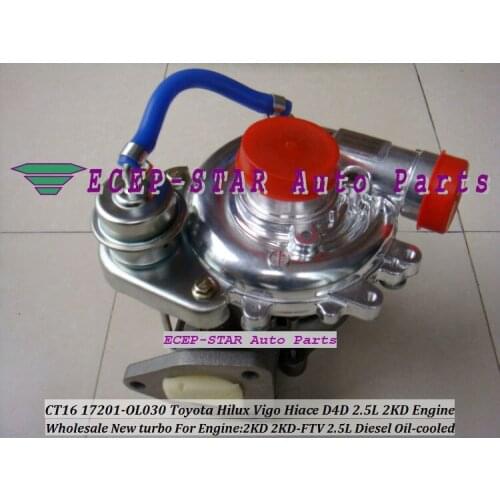 CT16 17201-OL030 17201-0L030 Oil Cooled Turbo Turbocharger For TOYOTA Hilux Vigo Hiace Hi-lux Hi-ace 2KDFTV 2KD-FTV 2KD 2.5L D4D