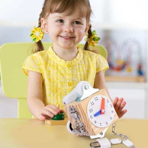 Montessori Wooden Busy Block Board Unlock Toy Baby Education Sensory Fidget Math Toys