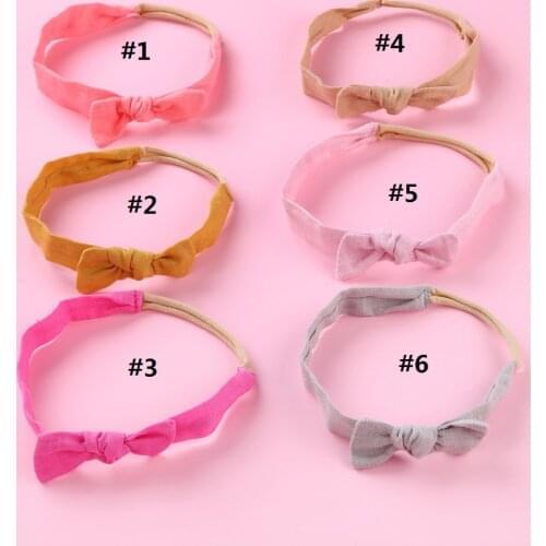 2019 Baby Nylon Headband Cotton Fabric Bows with Nylon Headbands for Children Girls Elastic Headwraps Hair Accessories 36pc/lot