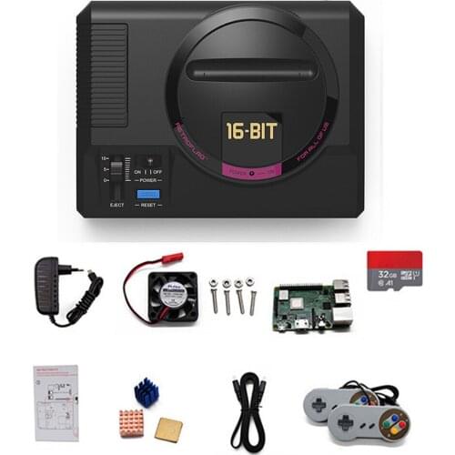 For Raspberry Pi 3B+ MEGAPi Case Retro HD Game Console with 32GB Memory Card 2 Extra USB Ports 1000 Games Support 50 Emulators