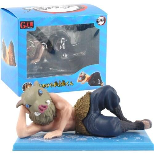 6cm Demon Slayer Anime Hashibira Inosuke Lying Sleeping PVC Action Figure Cartoon Decoration Model Toy Kids GIft Brinquedos
