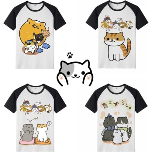 Women Japanese Neko Atsume t shirt harajuku cartoon streetwear tshirt summer female clothes t-shirt tops shirts