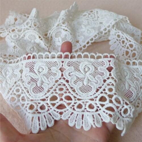 Guipure Lace Fabrics 4 Yards Cotton Lace Trims Embroidery Floral Dress Accessory Water Soluble Lace Fabric DIY Handmade Sewing
