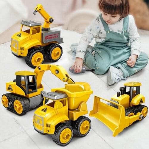 Engineering Toy Detachable Assembly Easily Plastic Construction Vehicles Toy for Kids Boy Birthday Gift