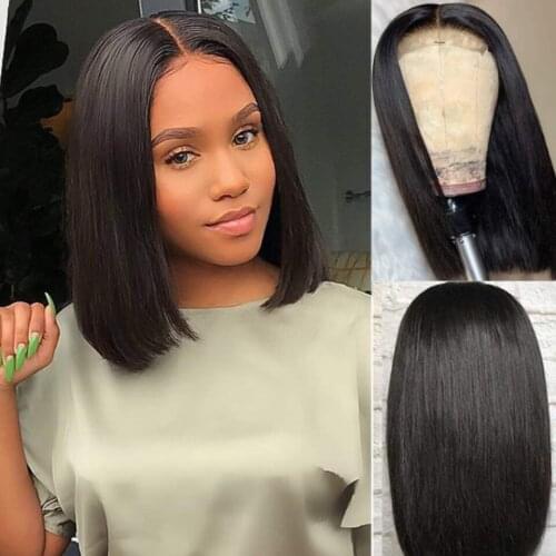 Short Bob Wigs Straight Lace Human Hair Wigs Pre Pluck With Baby Hair Brazilian 13x4 Lace Wig 4x4 Lace Closure Wigs Remy Hair