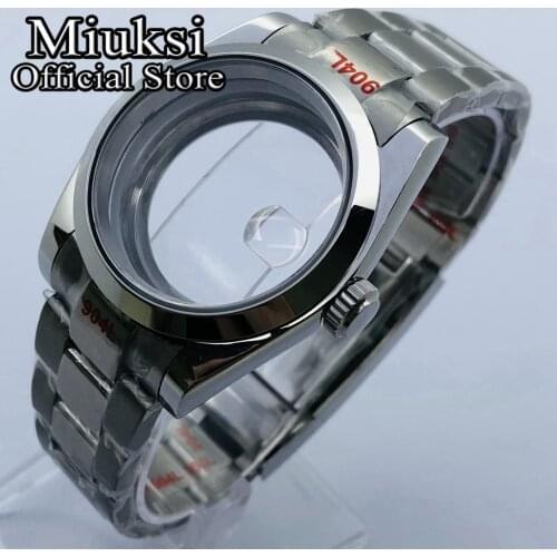 Miuksi 36mm/40mm silver case sapphire glass date fit NH35 NH36 ETA 2836 Mingzhu DG2813 3804 Miyota 8205 8215 821A movement